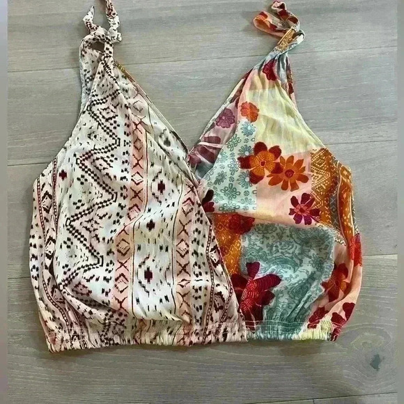 Free People Tied To You Tank Top In Tropical Combo Sz: Medium M - Picture 4 of 9